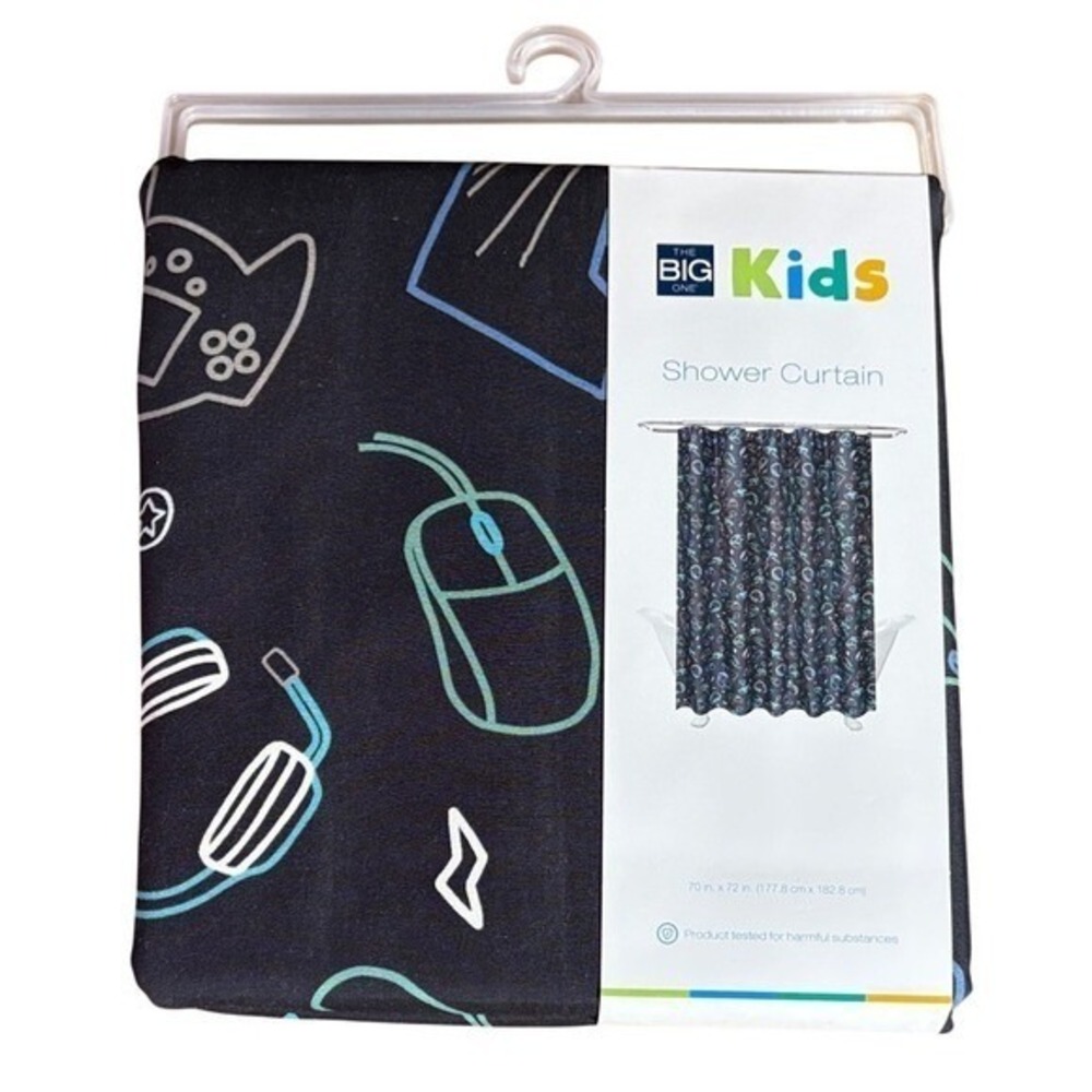 The Big One Kids Gaming Gamer Shower Curtain Fabric 70"x72" Controllers GIFT NEW